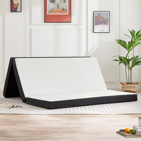 Sweetcrispy Tri-fold Memory Foam Mattress - 3 Inch Twin Size Portable Bed Pad, Foldable Floor Mat, Collapsible and Washable Cover with CertiPUR-US Certified, for Travel & Camping & Yoga Sweetcrispy