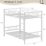 Garvee Twin Over Twin Bunk Bed with Stairs, Heavy Duty Metal Construction & High Guardrail, Sturdy Steel Slats Support, No Box Spring, Space Efficient, White Garvee