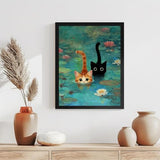 Cat Stamped Cross Stitch Kits for Adults,Pond Cat Patterns Dimensions Needlepoint Art Crafts,Counted Cross Stitch Kits Embroidery Kits for Beginners Adults for Home Decor 11.8x15.8 inch