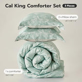JOIEDOMI California King Comforter Set, Sage Green 3 Pieces Floral California King Bedding Set for Girls Bed with 1 Soft Reversible Botanical Comforter and 2 Pillow Shams, Bed in a Bag for All Seasons Joiedomi