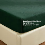 100% Muslin Cotton Emerald Green Fitted Sheet Twin Only with 16" Elastic Deep Pocket, 1 Pack Soft Breathable Absorbent Gauze Single Fitted Bottom Sheet, Minimalist Fluffy Wrinkle Mattress Protector YASMENG