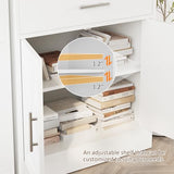 Vongrasig Farmhouse Coffee Bar Cabinet, Small Sideboard Buffet with Storage, Modern Kitchen Storage Cabinet with 1 Drawer and 2 Doors for Kitchen, Dining Room, White Vongrasig