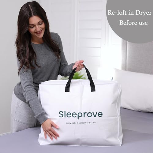 sleeprove Lightweight California King Down Comforter for Hot Sleepers &Summer, Luxury Noiseless Duvet Insert with 8 Loops, White 108x98 inches sleeprove