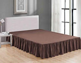 Sheets & Beyond Wrap Around Solid Microfiber Luxury Hotel Quality Fabric Bedroom Gathered Ruffled Bedding Bed Skirt 14 Inch Drop (Full, Brown) Sheets & Beyond