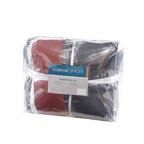 Comfort Spaces Casual Comforter Set Sporty Design, Vibrant Color, Active Lifestyle Boys Bedroom Décor, All Season Soft Microfiber Bedding Set, Decorative Pillow, Sham Black/Red Twin/Twin XL 3 Piece Comfort Spaces