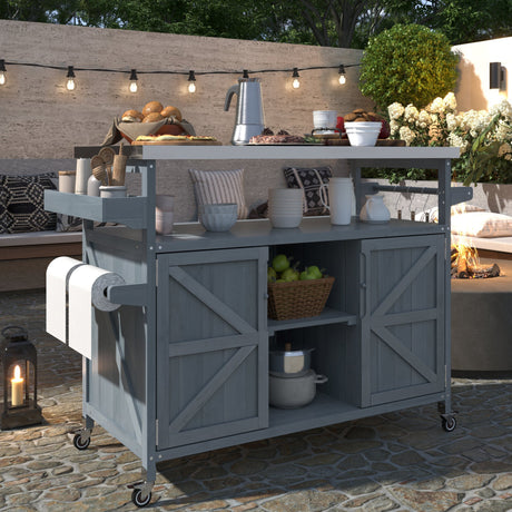 K&K Outdoor Kitchen Island, Rolling Bar Cart & Storage Cabinet HouseOfZazla
