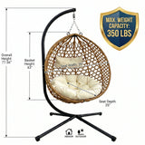 Folding PE Rattan Hanging Egg Chair with Stand