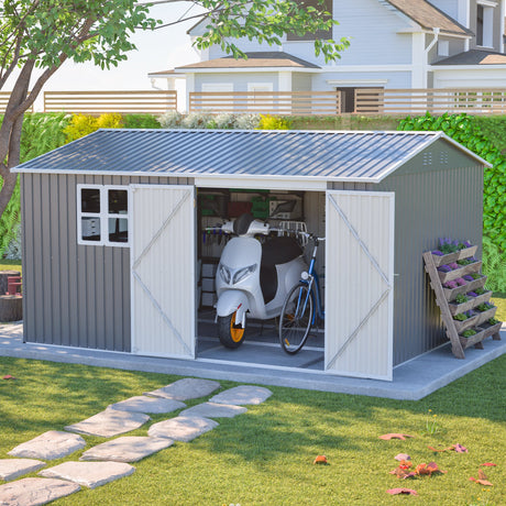 12x10 Ft Outdoor Metal Storage Shed HouseOfZazla