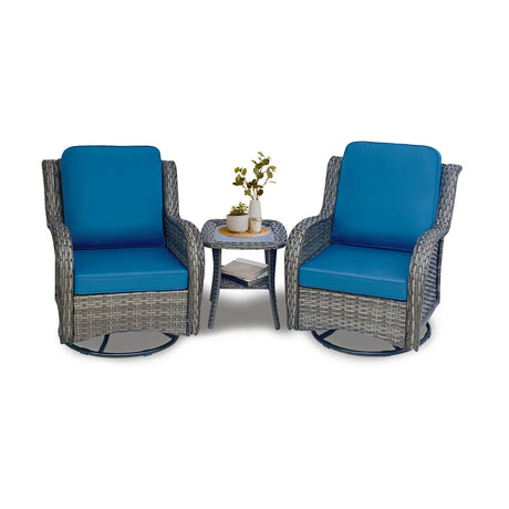 Wicker Patio Furniture Set - 3 Piece Rattan Outdoor Sectional Conversation Set HouseOfZazla