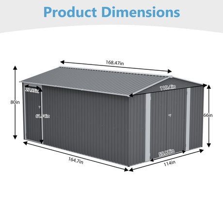 10x14 Ft Outdoor Metal Storage Shed HouseOfZazla