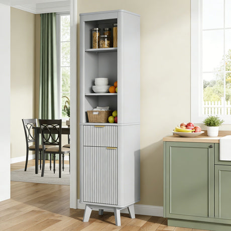 Tall Bathroom Storage Cabinet With Adjustable Shelves And 1 Drawer & Door HouseOfZazla