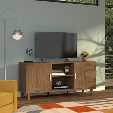Modern 60 Inch TV Stand in Classic Walnut Finish HouseOfZazla