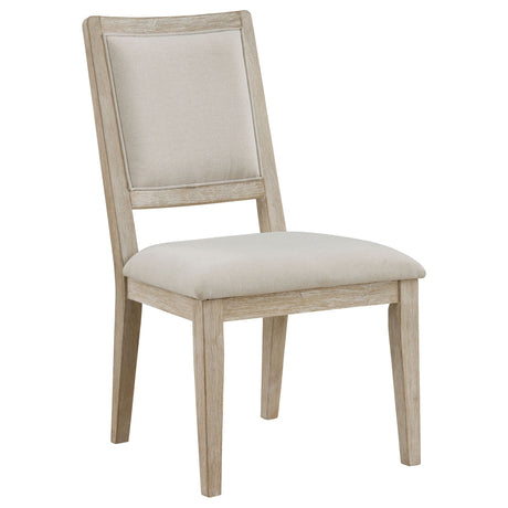 Rodota - 5 Piece Round Dining Table Set With Upholstered Chairs - White Washed HouseOfZazla