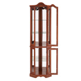 Corner Curio Cabinet With Lights, Adjustable Shelves, Mirrored Back - Walnut