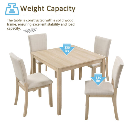 Modern 5-Piece Wooden Dining Table Set for 4 People in Light Oak HouseOfZazla