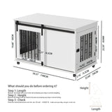 Dog Crate With Sliding Barn Door and Side Access, Lockable Wheels for Small to Medium Dogs - White