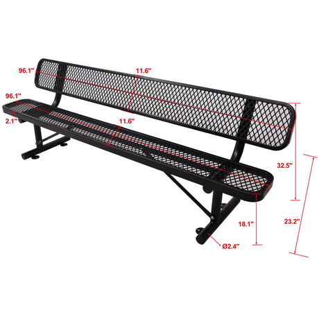 6' Outdoor Steel Bench With Backrest HouseOfZazla