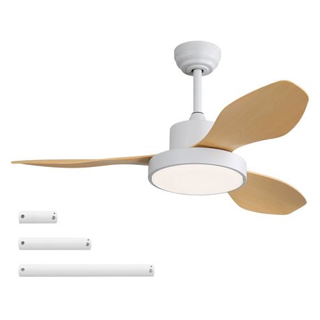 Ceiling Fan With 22W LED Light And Remote Control 6 Speeds Reversible DC Motor For Living Room - White HouseOfZazla