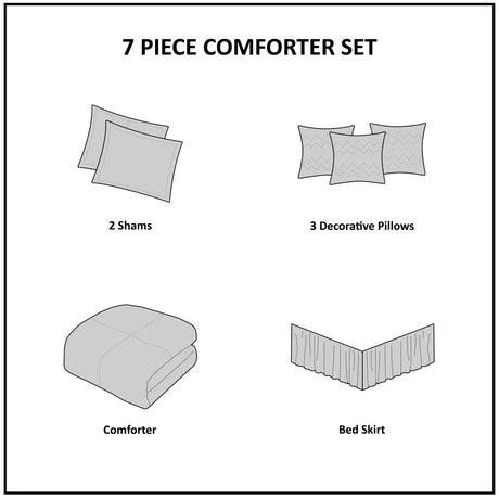 7 Piece Tufted Comforter Set White HouseOfZazla