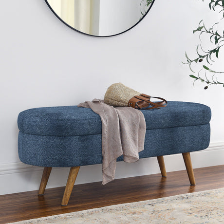 Modern Ottoman Oval Storage Bench With Rubber Wood Legs HouseOfZazla