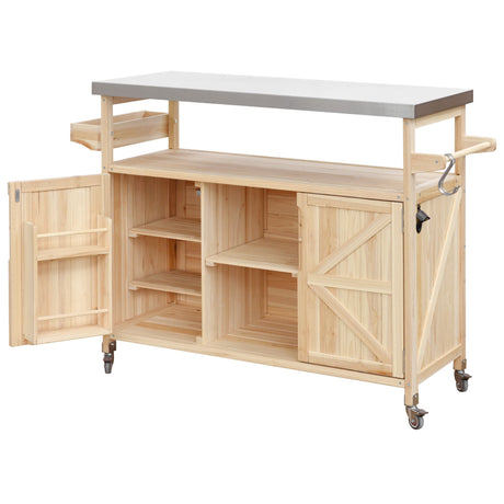 K&K Outdoor Kitchen Island, Rolling Bar Cart & Storage Cabinet HouseOfZazla