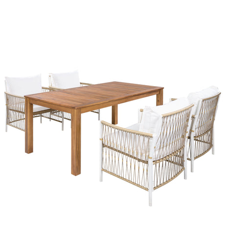 TOPMAX Patio 5pcs Wooden Dining Table Set HouseOfZazla