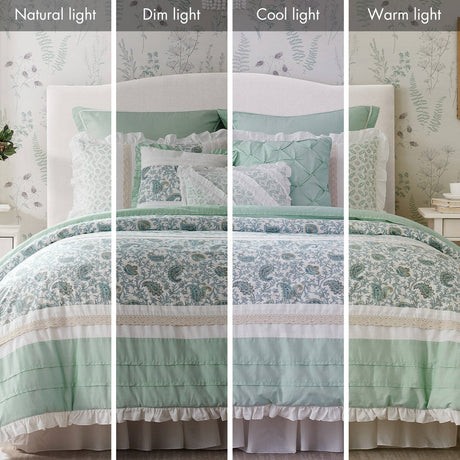 9 Piece Cotton Percale Comforter Set Aqua HouseOfZazla