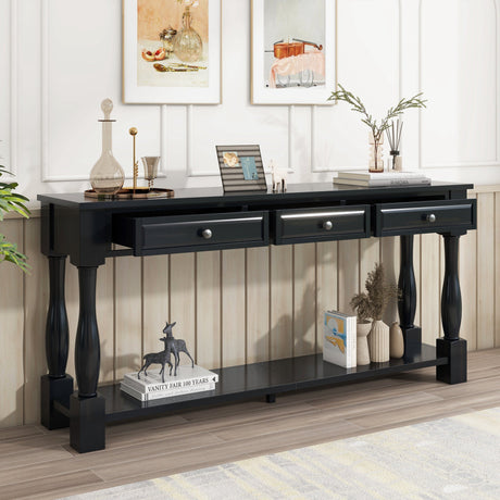 TREXM 63" Long Console Table with Drawers and Shelf HouseOfZazla