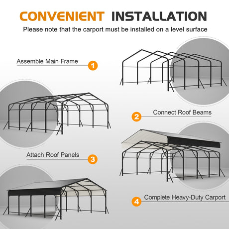 20'x20' Galvanated Steel Carport Canopy HouseOfZazla