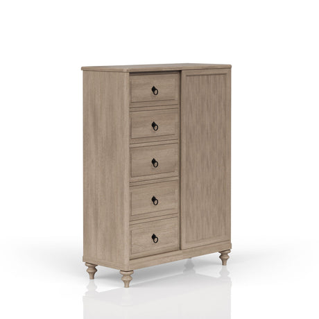 Queen Canopy Bedroom Set With A 2 Drawer Nightstand A Dresser With Poster Mirror And A Door Chest - Sand HouseOfZazla