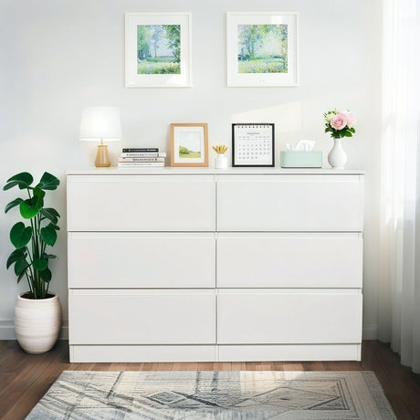 6 Drawer Dresser With Spacious Countertop And Concealed Handles HouseOfZazla