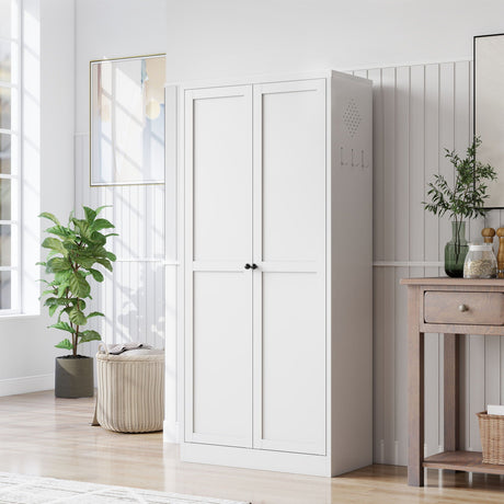 Metal Kitchen Pantry Cabinet With Adjustable Storage And 4 Heavy Duty Shelves - White HouseOfZazla