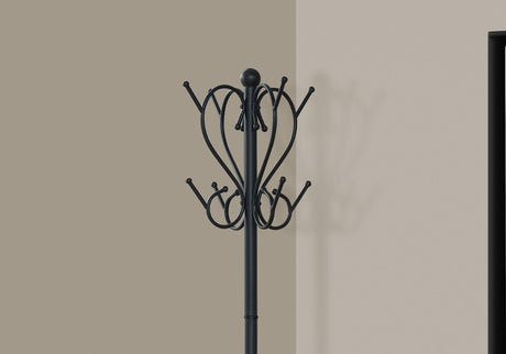 Coat Rack, Hall Tree, Free Standing, 8 Hooks, Entryway, Umbrella Holder, Transitional - Black HouseOfZazla