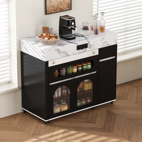 Extendable Dining Table With Folding Top, Rolling Kitchen Island With Drawers And Power Outlet HouseOfZazla