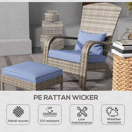 Wicker Adirondack Chair with Ottoman HouseOfZazla