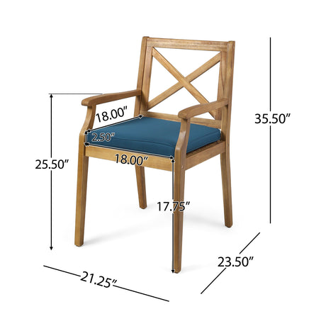 Perla Dining Chair 2pcs with Blue Cushions HouseOfZazla