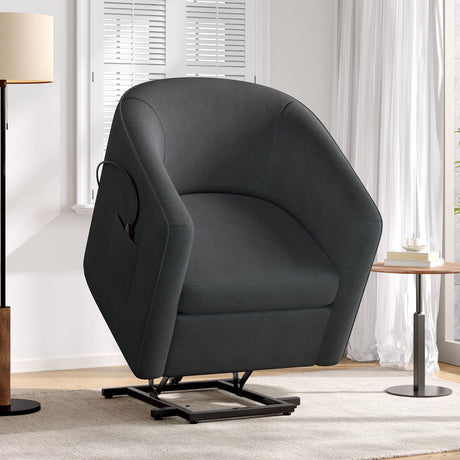 Power Lift Recliner Barrel Shape Reclining Chair With Footrest And Side Pocket HouseOfZazla