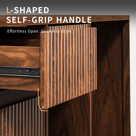 51" Fluted Bar Cabinet with Fridge Space and Wine Glass Rack HouseOfZazla