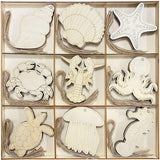 45 Pack Unfinished Wooden Ocean Sea Animals Cutouts for DIY Crafts 3.5 Inch 5 Peices Each WoodArtSupply