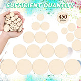 450 Pieces Unfinished Wood Slices round Wooden Disc Circles Wood Cutouts Ornaments for Craft and Decoration, 5 Sizes WoodArtSupply