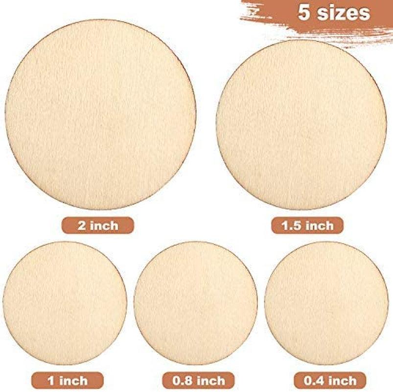 450 Pieces Unfinished Wood Slices round Wooden Disc Circles Wood Cutouts Ornaments for Craft and Decoration, 5 Sizes WoodArtSupply