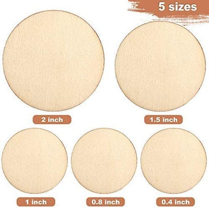 450 Pieces Unfinished Wood Slices round Wooden Disc Circles Wood Cutouts Ornaments for Craft and Decoration, 5 Sizes - WoodArtSupply