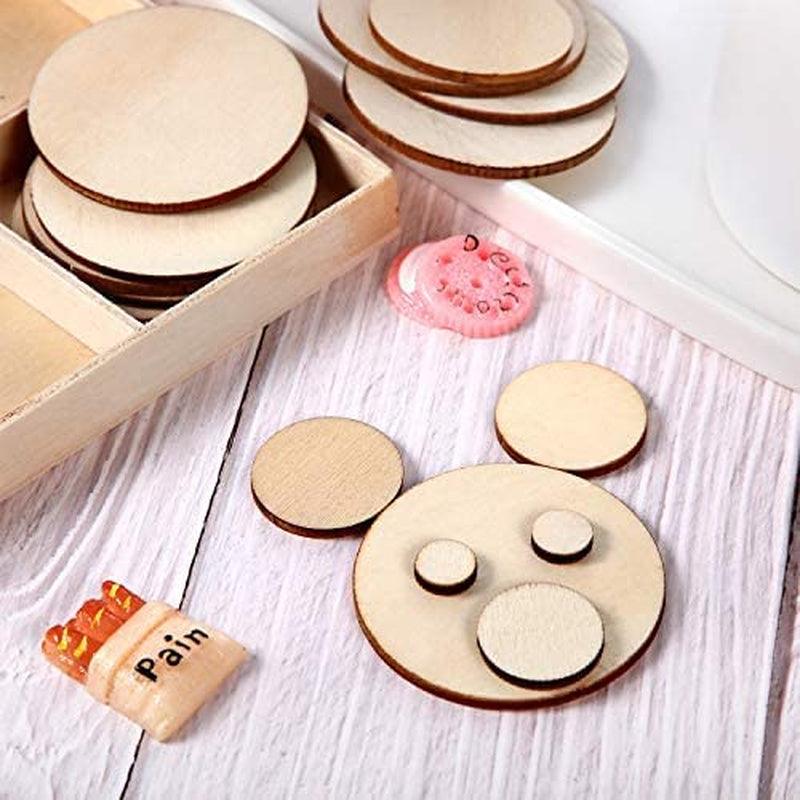 450 Pieces Unfinished Wood Slices round Wooden Disc Circles Wood Cutouts Ornaments for Craft and Decoration, 5 Sizes WoodArtSupply