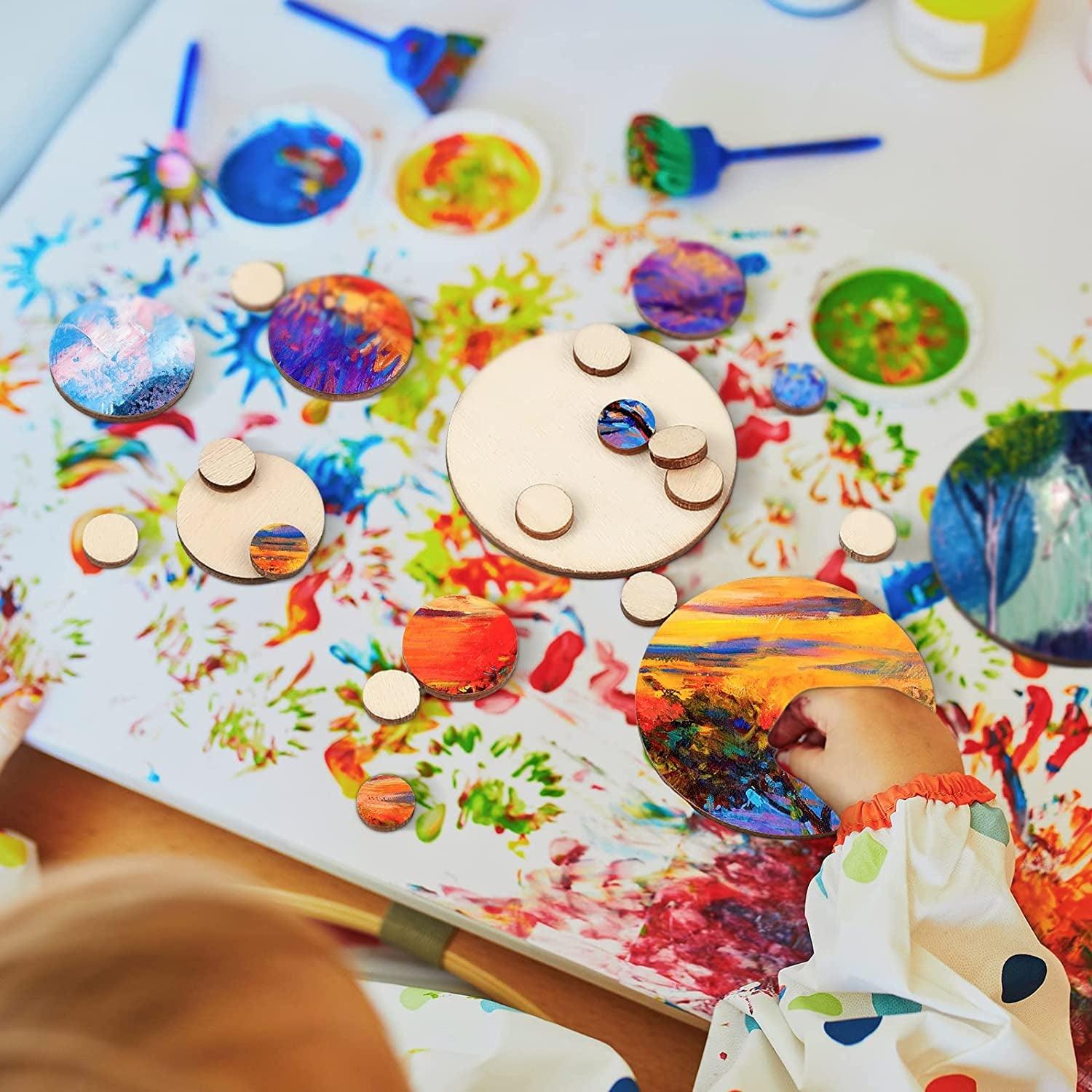 450 Pieces Unfinished Wood Slices round Wooden Disc Circles Wood Cutouts Ornaments for Craft and Decoration, 5 Sizes WoodArtSupply