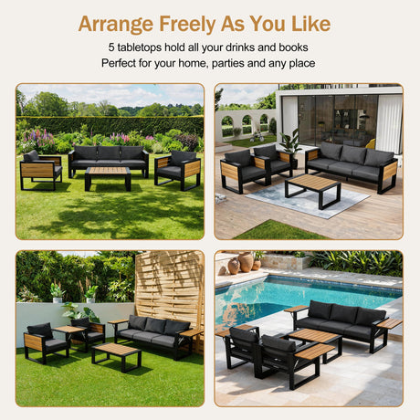 Aluminum Frame Large 4-Piece Outdoor Patio Furniture Set for 5 Person HouseOfZazla
