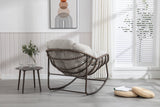 Outdoor Rattan Rocking Chair with Padded Cushion