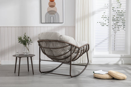 Outdoor Rattan Rocking Chair with Padded Cushion HouseOfZazla