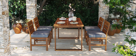 U_STYLE Farmhouse 5-Piece Outdoor Patio Dining Set with Adjustable Legs HouseOfZazla
