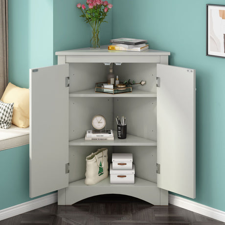 Triangle Bathroom Storage Cabinet With Adjustable Shelves, Freestanding Floor Cabinet For Home Kitchen HouseOfZazla