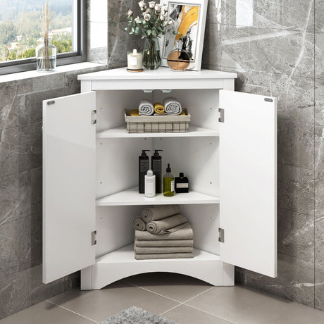 Triangle Bathroom Storage Cabinet With Adjustable Shelves, Freestanding Floor Cabinet For Home Kitchen HouseOfZazla